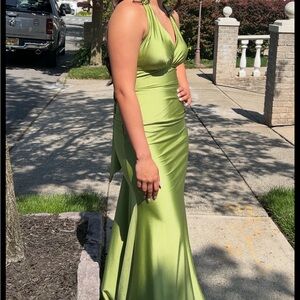 Jessica Lime Green Satin Prom Dress